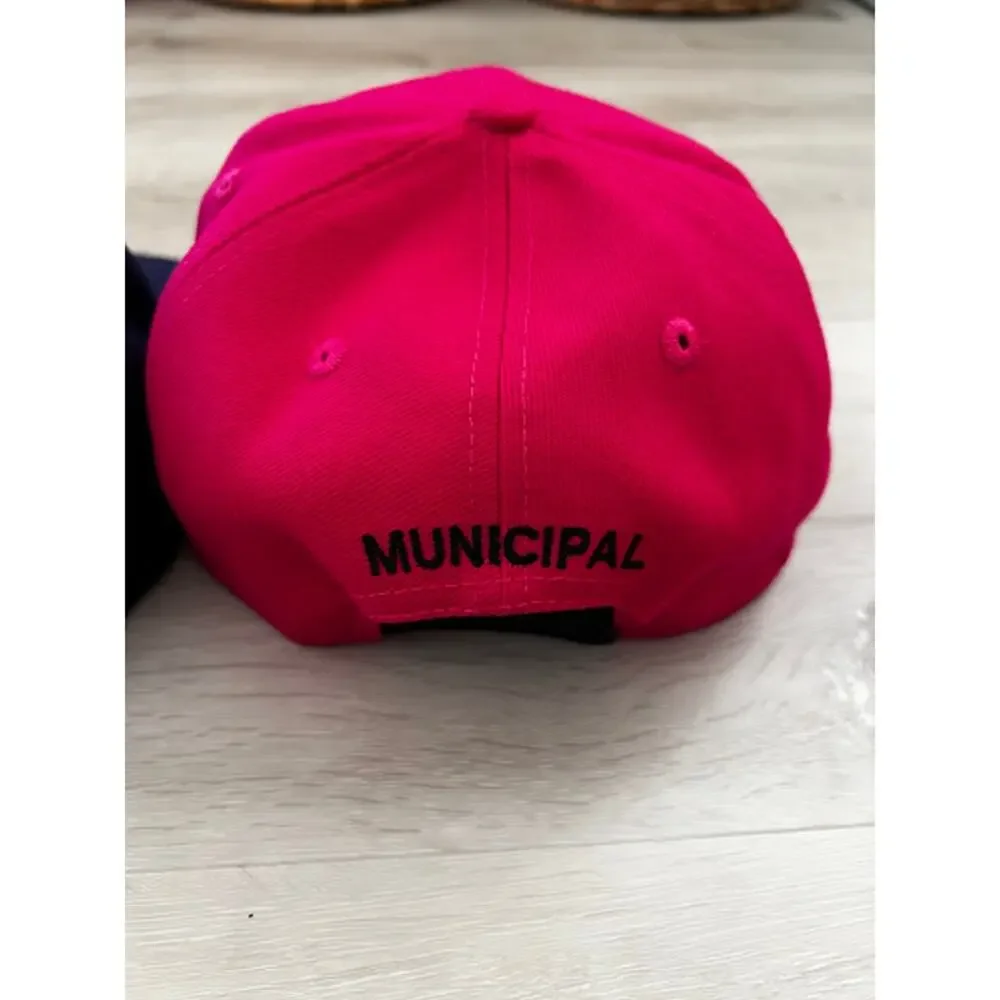 Municipal Lot of 3 Snapback Cap Adjustable Flat Brim Hats Navy Red Pink